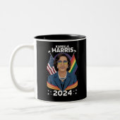 Gay Pride Kamala Harris 2024 Vice President LGBTQ+ Tweekleurige Koffiemok (Links)
