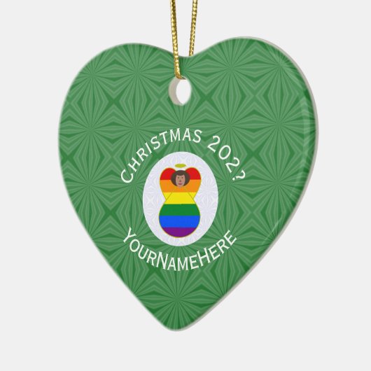Gay Pride Kerstmis Angel LatijnX Aziatische Naam J Keramisch Ornament (Links)