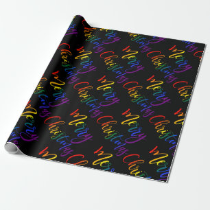 Gay Pride Kerstmis LGBT Rainbow Flag Colors Tekst Cadeaupapier