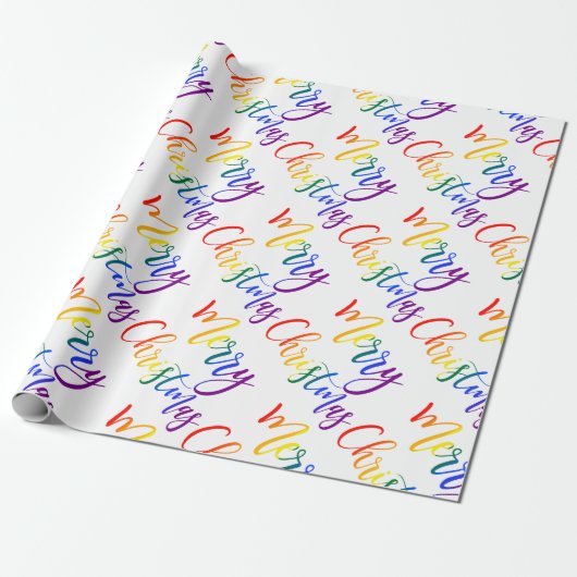 Gay Pride Kerstmis LGBT Rainbow Vlag Kleuren Tekst Cadeaupapier (Uitgerold)