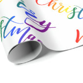 Gay Pride Kerstmis LGBT Rainbow Vlag Kleuren Tekst Cadeaupapier (Rol Hoek)