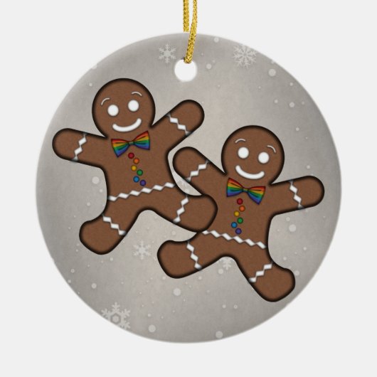 Gay Pride kerstontbijt Mannen Couple Keramisch Ornament (Voorkant)