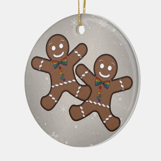 Gay Pride kerstontbijt Mannen Couple Keramisch Ornament (Links)