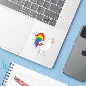 gay pride kip sticker (Laptop met iPhone)