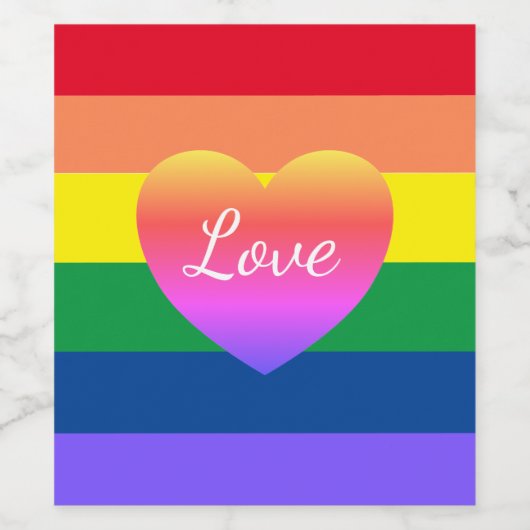 Gay Pride Kleurrijke Regenboog Vlag LGBTQ Wijn Etiket (Enkel label)