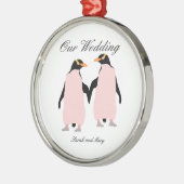 Gay Pride Lesbian Penguins Holding Hands Metalen Ornament (Links)