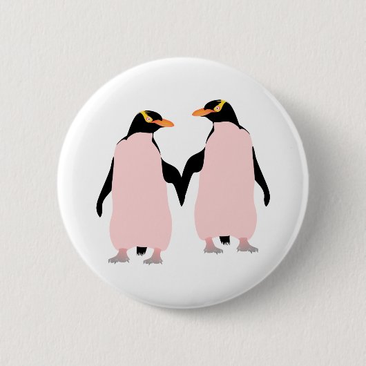 Gay Pride Lesbian Penguins Holding Hands Ronde Button 5,7 Cm (Voorkant)