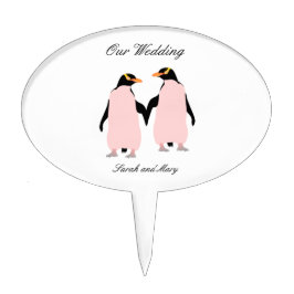 Gay Pride Lesbische Pinguïns die Houden van Handen Cake Topper