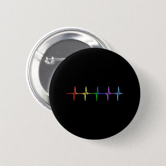 Gay Pride LGBT hartslag Pulse 4 Ronde Button 5,7 Cm (Voorkant /achterkant)