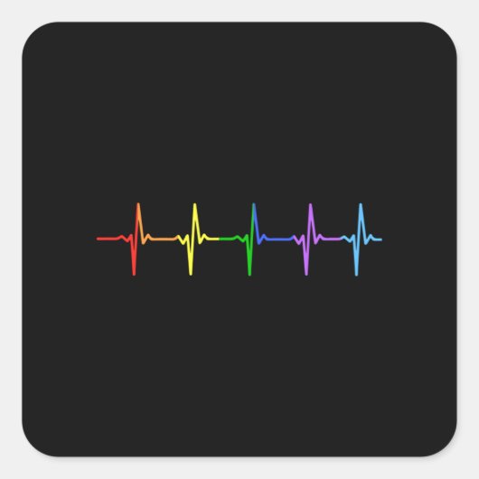 Gay Pride LGBT hartslag Pulse 4 Vierkante Sticker (Voorkant)