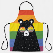 Gay Pride LGBT Rainbow-Beer in glazen vorm Schort (Voorkant)