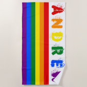 Gay Pride LGBT Rainbow Custom Name 6 Letters Strandlaken (Voorkant)