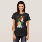 Gay Pride LGBT Rainbow Flag on Jack Russell Terrie T-shirt (Voorkant volledig)