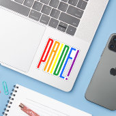 Gay Pride LGBT Rainbow Flag Tekst LGBTQ Ondersteun Sticker (Laptop met iPhone)