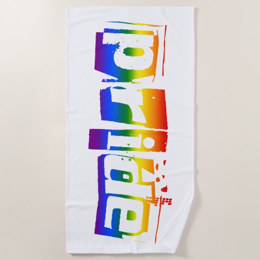 Gay Pride LGBT Rainbow Flag Typografie LGBTQ Strandlaken (Voorkant)