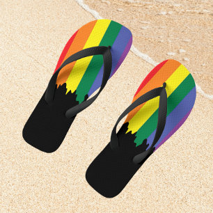 Gay Pride LGBT Rainbow Paint Teenslippers