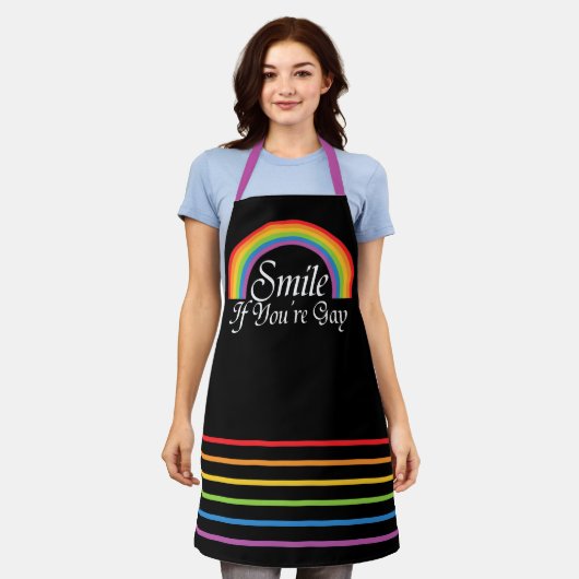 Gay Pride LGBT Rainbow Smile als je homo bent Schort (Gedragen)