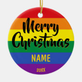 Gay Pride LGBT Rainbow Speciaal Kerstmis Keramisch Ornament (Voorkant)