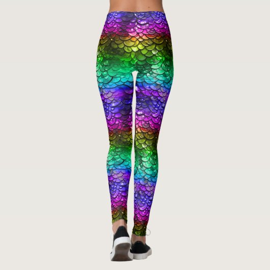 Gay Pride LGBT Rainbow Wet Look Zeemeermin Staart Leggings (Achterkant)