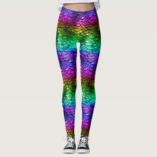 Gay Pride LGBT Rainbow Wet Look Zeemeermin Staart Leggings (Voorkant)