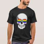 Gay Pride LGBT Skull met regenboogzonnebril T-shirt (Voorkant)
