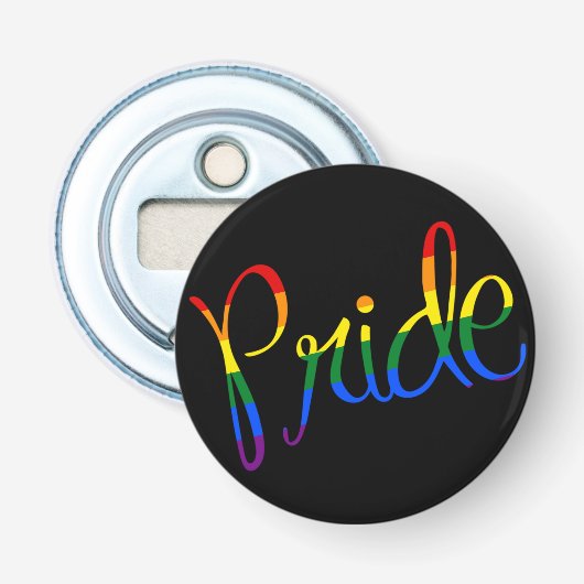 Gay Pride LGBT Zwart Button Flesopener (Voorkant)