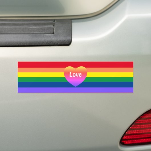 Gay Pride LGBTQ Kleurrijke Regenboog Hart Bumpersticker (Op auto)