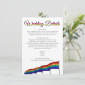 Gay Pride LGBTQ Rainbow Flags Wedding Details Informatiekaartje (Staand voorkant)