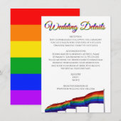 Gay Pride LGBTQ Rainbow Flags Wedding Details Informatiekaartje (Voorkant / Achterkant)