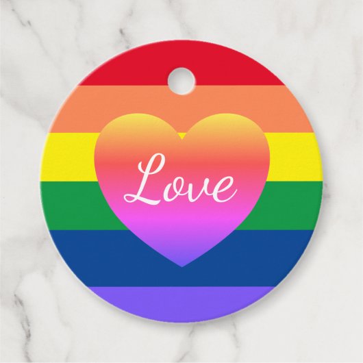 Gay Pride LGBTQ Rainbow Heart Flag Bedankjes Labels (Voorkant)