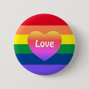Gay Pride LGBTQ Rainbow Heart Ronde Button 5,7 Cm