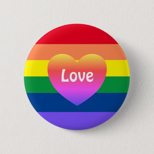 Gay Pride LGBTQ Rainbow Heart Ronde Button 5,7 Cm (Voorkant)