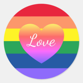 Gay Pride LGBTQ Rainbow Heart Ronde Sticker