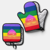 Gay Pride LGBTQ Rainbow Pride Kleurrijk Ovenwant & Pannenlap Set (Voorkant / Achterkant)
