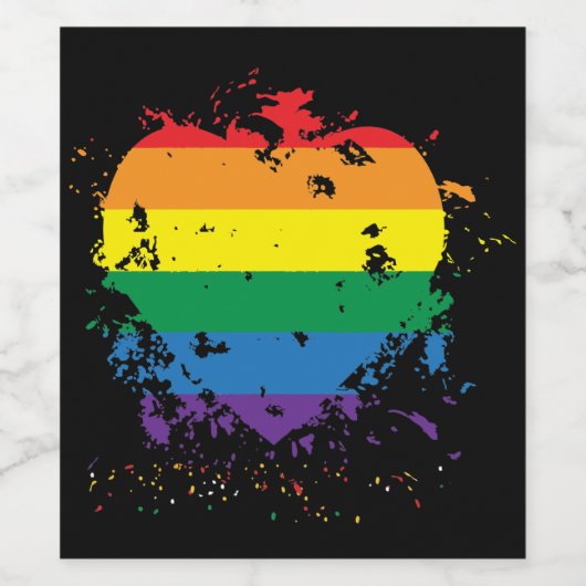 Gay Pride Liefde Hart Wijn Etiket (Enkel label)