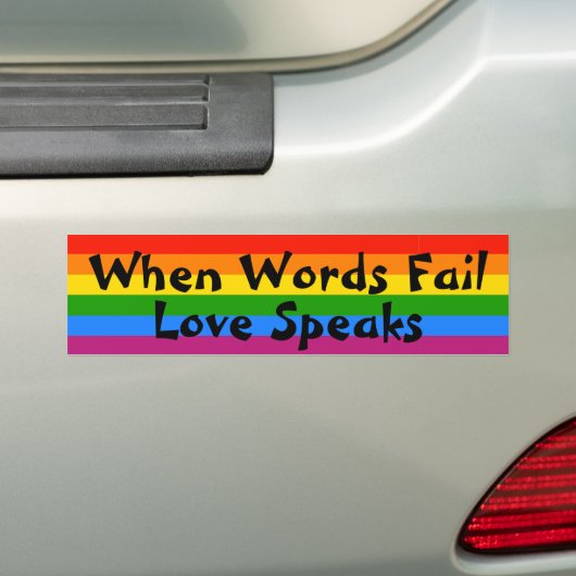 Gay Pride Liefde Spreekt Rainbow Pride Gelijkheid Bumpersticker (Op auto)
