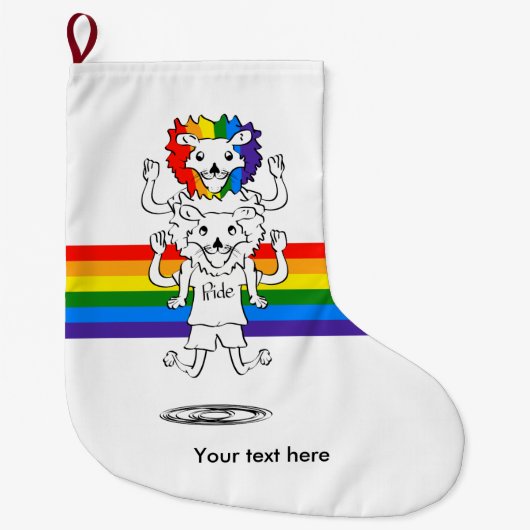 Gay Pride Lion Funny Cartoon Grote Kerstsok (Voorkant)