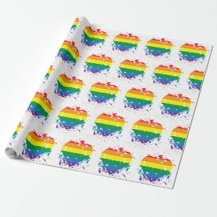 Gay Pride Love Heart Cadeaupapier