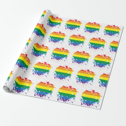 Gay Pride Love Heart Cadeaupapier (Uitgerold)