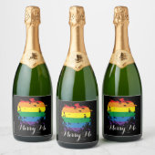 Gay Pride Love Heart Merry Me Sparkling Wijnetiket (Flessen)