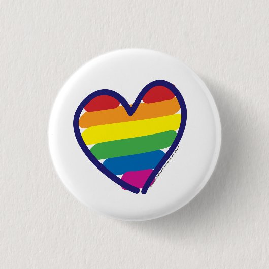 Gay Pride Love Heart Ronde Button 3,2 Cm (Voorkant)