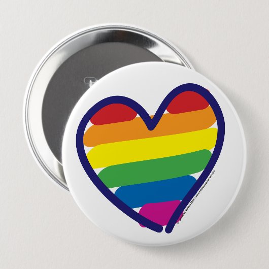 Gay Pride Love Heart Ronde Button 4,0 Cm (Voorkant /achterkant)