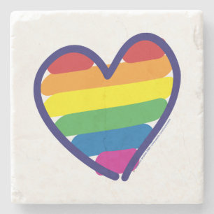 Gay Pride Love Heart Stenen Onderzetter