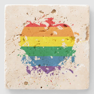 Gay Pride Love Heart Stenen Onderzetter
