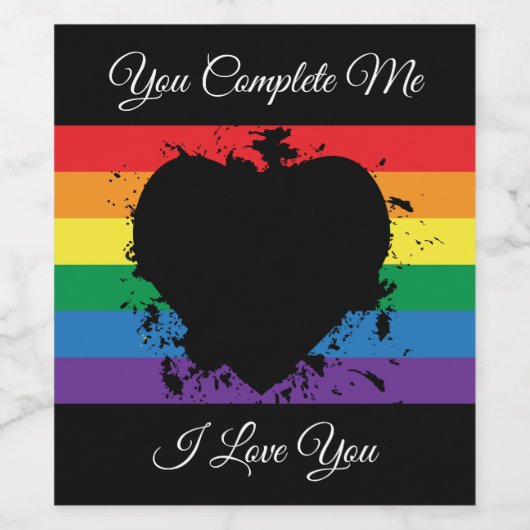 Gay Pride Love Heart Wijn Etiket (Enkel label)