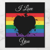 Gay Pride Love Heart Wijn Etiket (Enkel label)