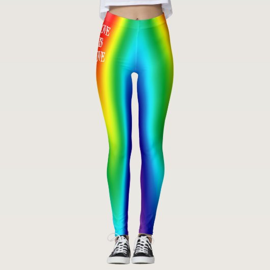 Gay Pride Love is Love Rainbow Personalized Womens Leggings (Voorkant)