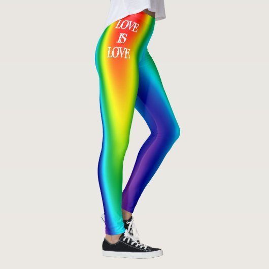 Gay Pride Love is Love Rainbow Personalized Womens Leggings (Rechts)