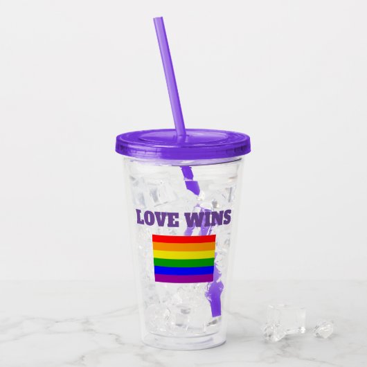 Gay Pride Love wins Acryl Drinkbeker (Voorkant ijs)