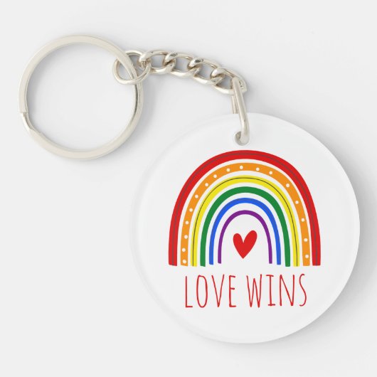 Gay Pride Love Wins Regenboog LGBT Sleutelhanger (Voorkant)